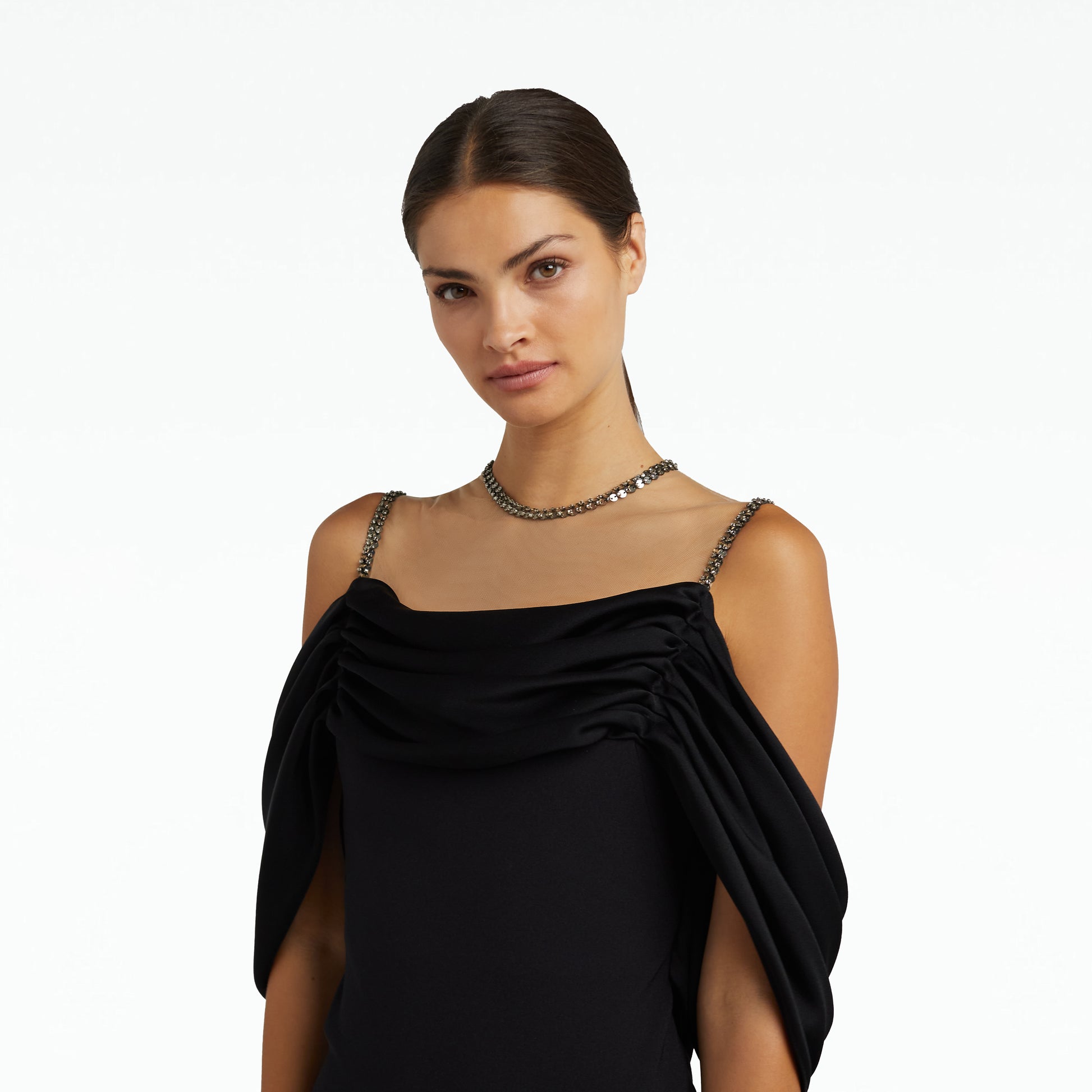 Safiyaa Vita Black Midi Dress | Luxury Ready to Wear | Coveti