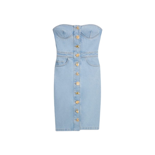 Schiaparelli Denim Bustier Bijoux Dress 616426 nobg