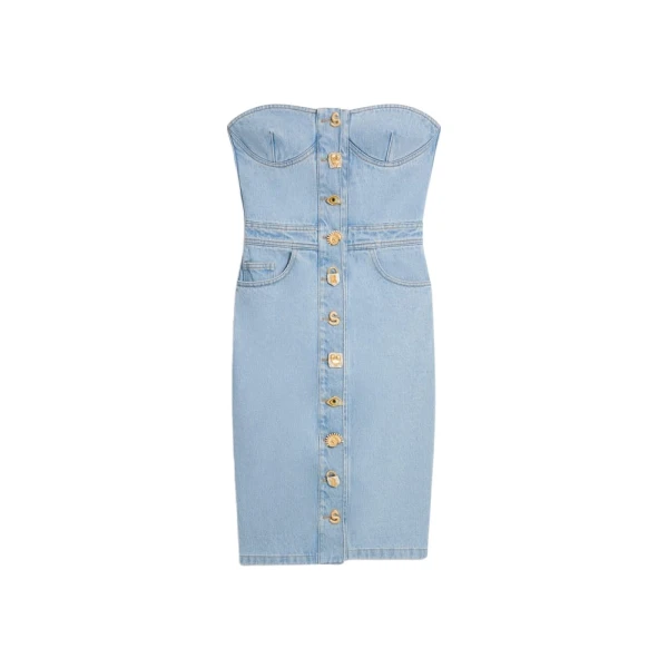 Schiaparelli Denim Bustier Bijoux Dress 616426 nobg