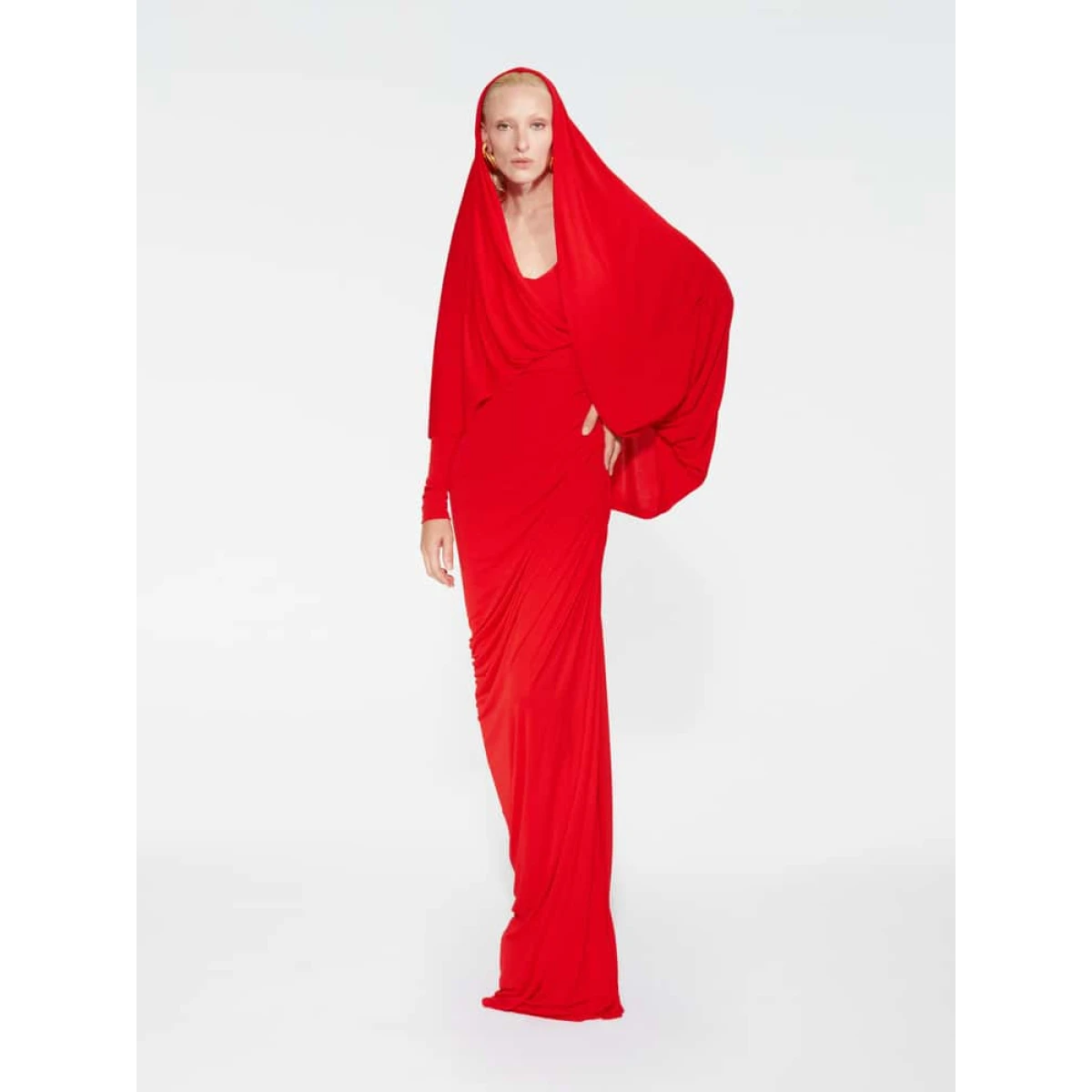 Hooded red dress sale