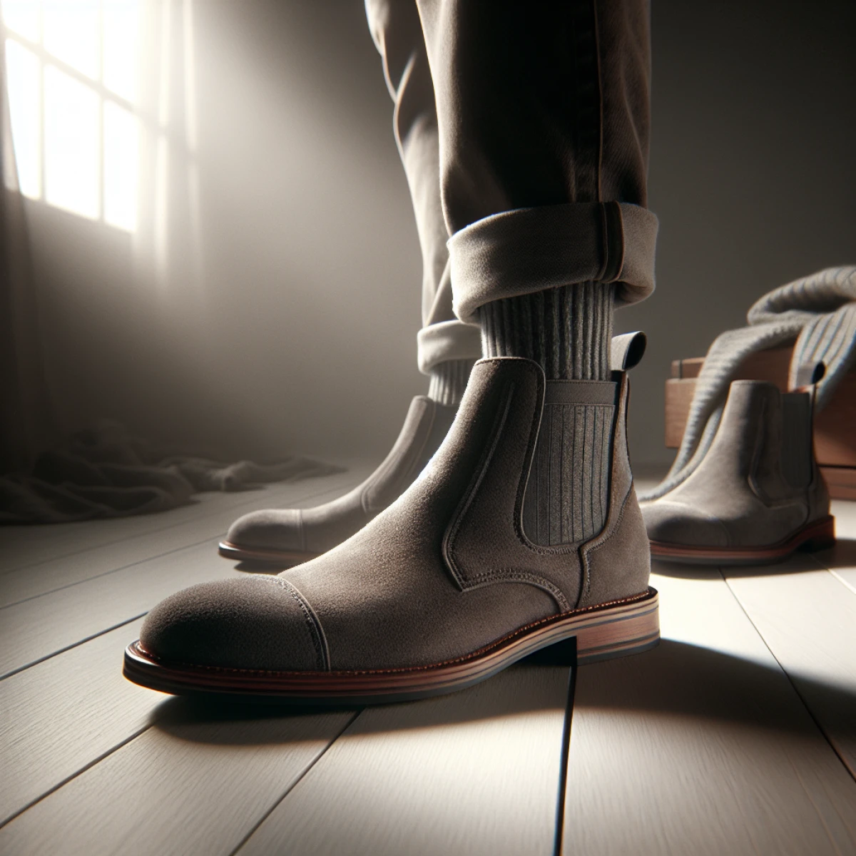 grey suede chelsea boot mens style