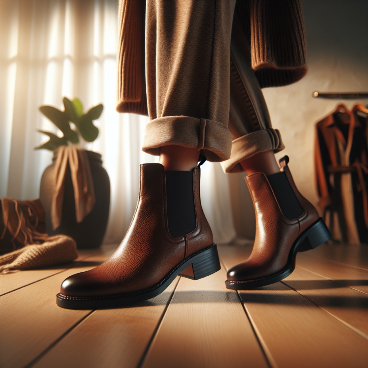 Leather tan chelsea boots fashion womens