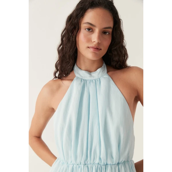 Hilma Frill Maxi Halter Dress