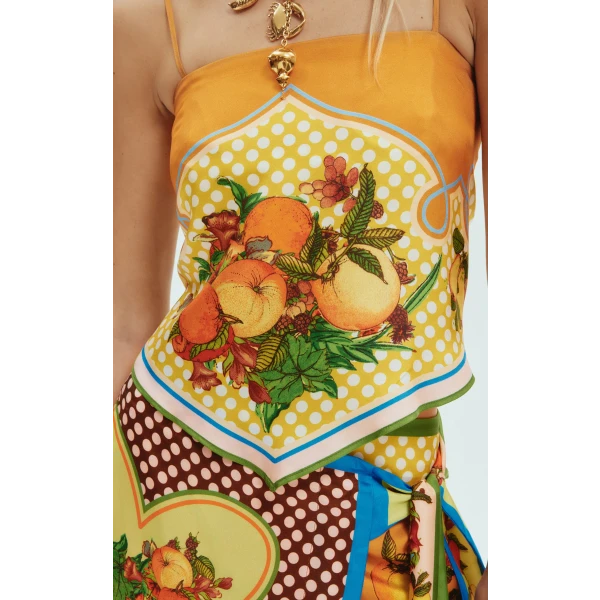 Alemais Lemonis Printed Silk Twill Scarf Top