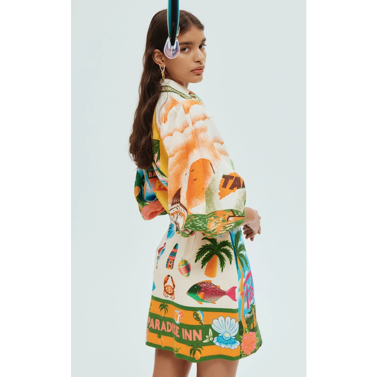 Alemais Paradiso Printed Linen Mini Dress