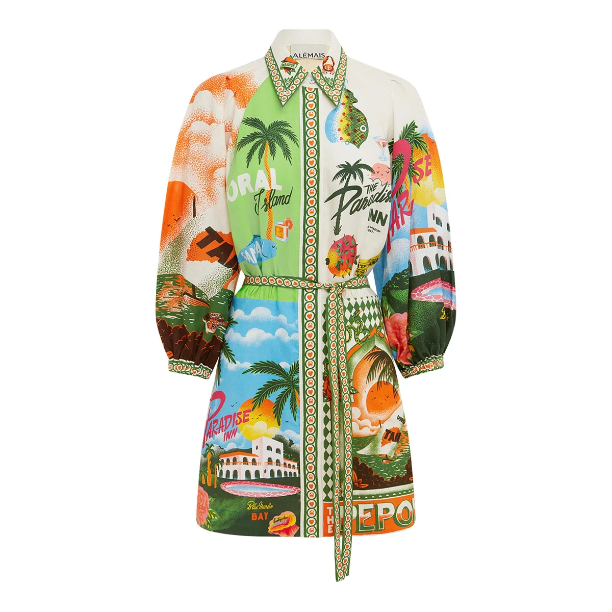 Alemais Paradiso Printed Linen Mini Dress