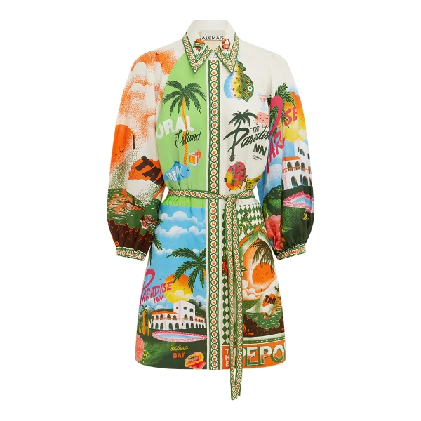 Alemais Paradiso Printed Linen Mini Dress