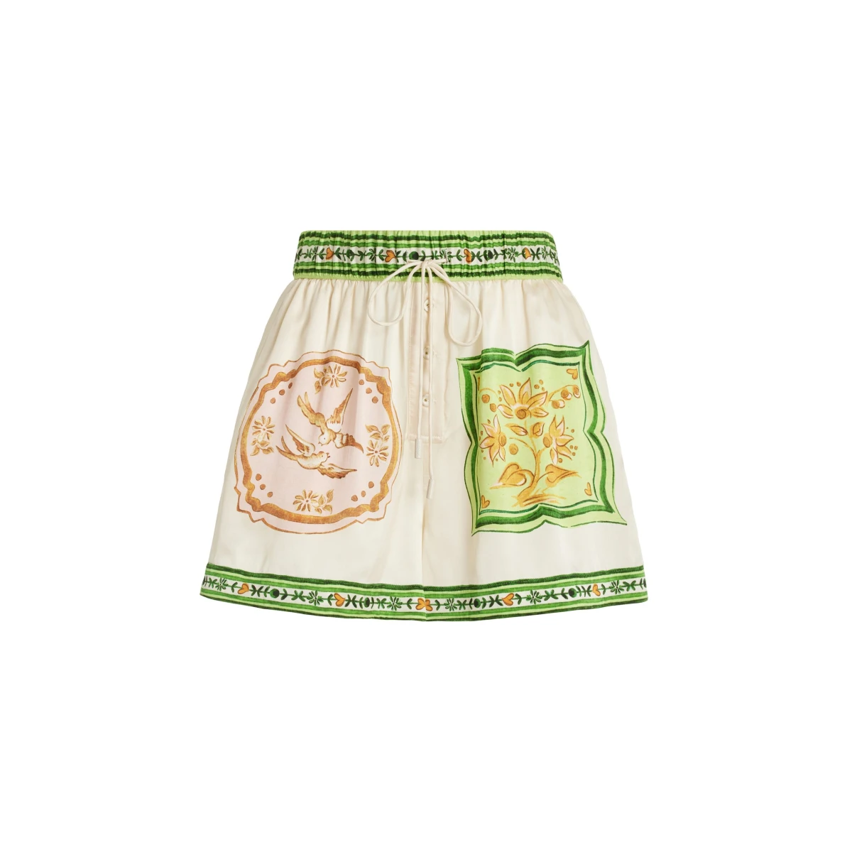 Alemais Porcelain Printed Silk-Satin Shorts