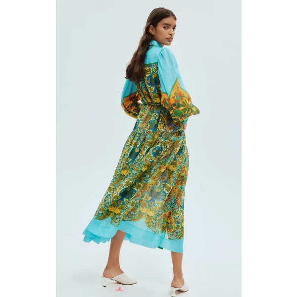Alemais Sofie Printed Ramie Shirt Dress