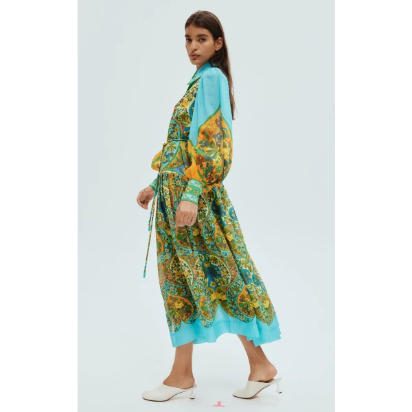 Alemais Sofie Printed Ramie Shirt Dress