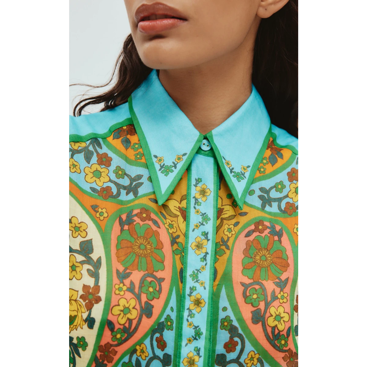 Alemais Sofie Printed Ramie Shirt Dress