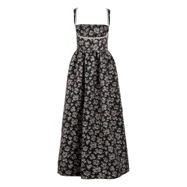 Alexandra Pijut Coupe Dress In Metallic Blue Brocade, view 4