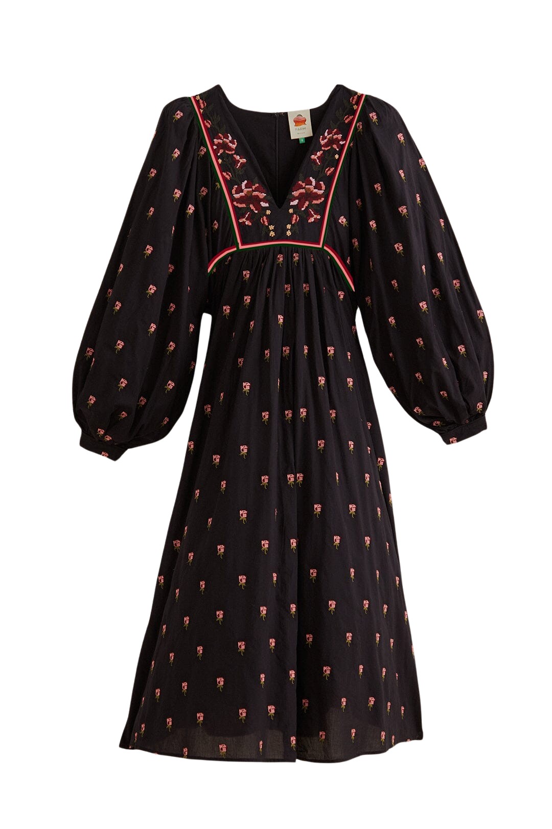 Farm Rio Black Floral Embroidered V Neck Maxi Dress75968 nobg