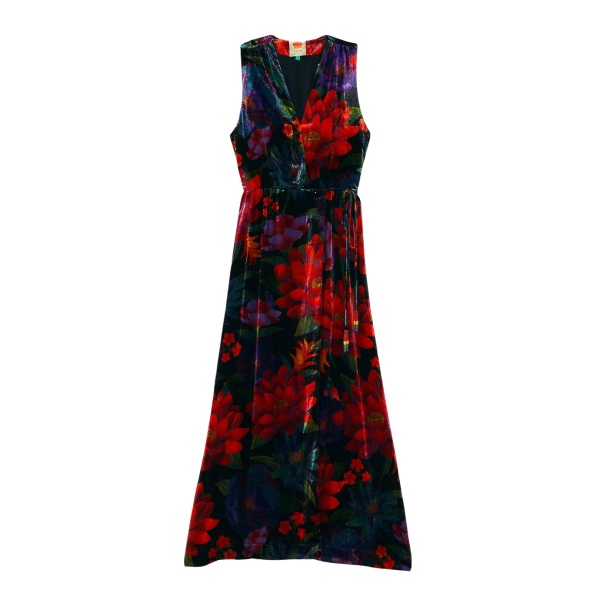 Farm Rio Black Flower Season Maxi Wrap Dress75453 nobg