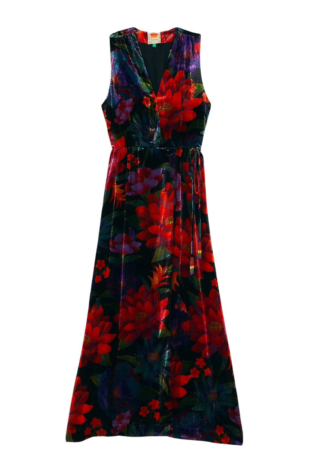 Farm Rio Black Flower Season Maxi Wrap Dress75453 nobg
