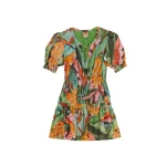 Farm Rio Multicolor Banana Foliage Short Sleeve Mini Dress28947 nobg