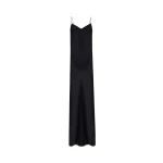 Galvan London Satin V Neck Slip Dress Black13015 nobg