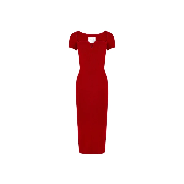 Galvan London Short Sleeve Gaia Dress Rouge Piaf25894 nobg