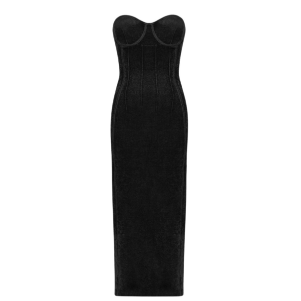 Galvan London Titania Velvet Bustier Dress Black43945 nobg