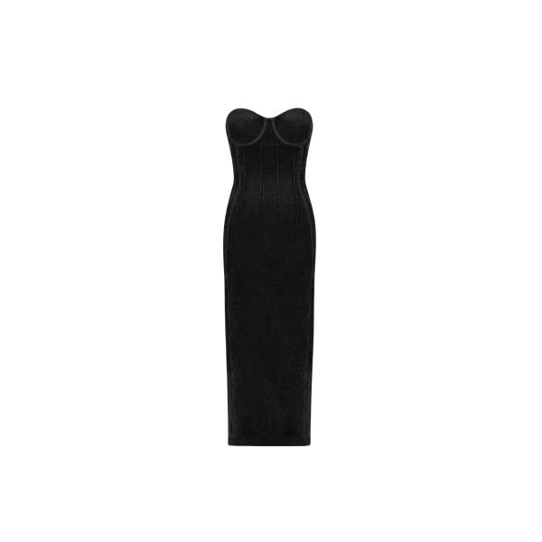 Galvan London Titania Velvet Bustier Dress Black43945 nobg