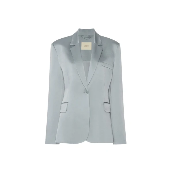 Lapointe Satin Broad Shoulder Blazer Contemporary Ready to Wear