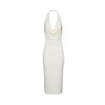 Magda Butrym Cowl neck halter midi dress in cream scaled56572 nobg