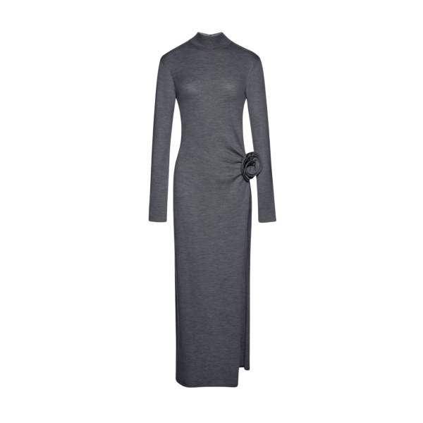 Magda Butrym High neck knit maxi dress in grey scaled84713 nobg