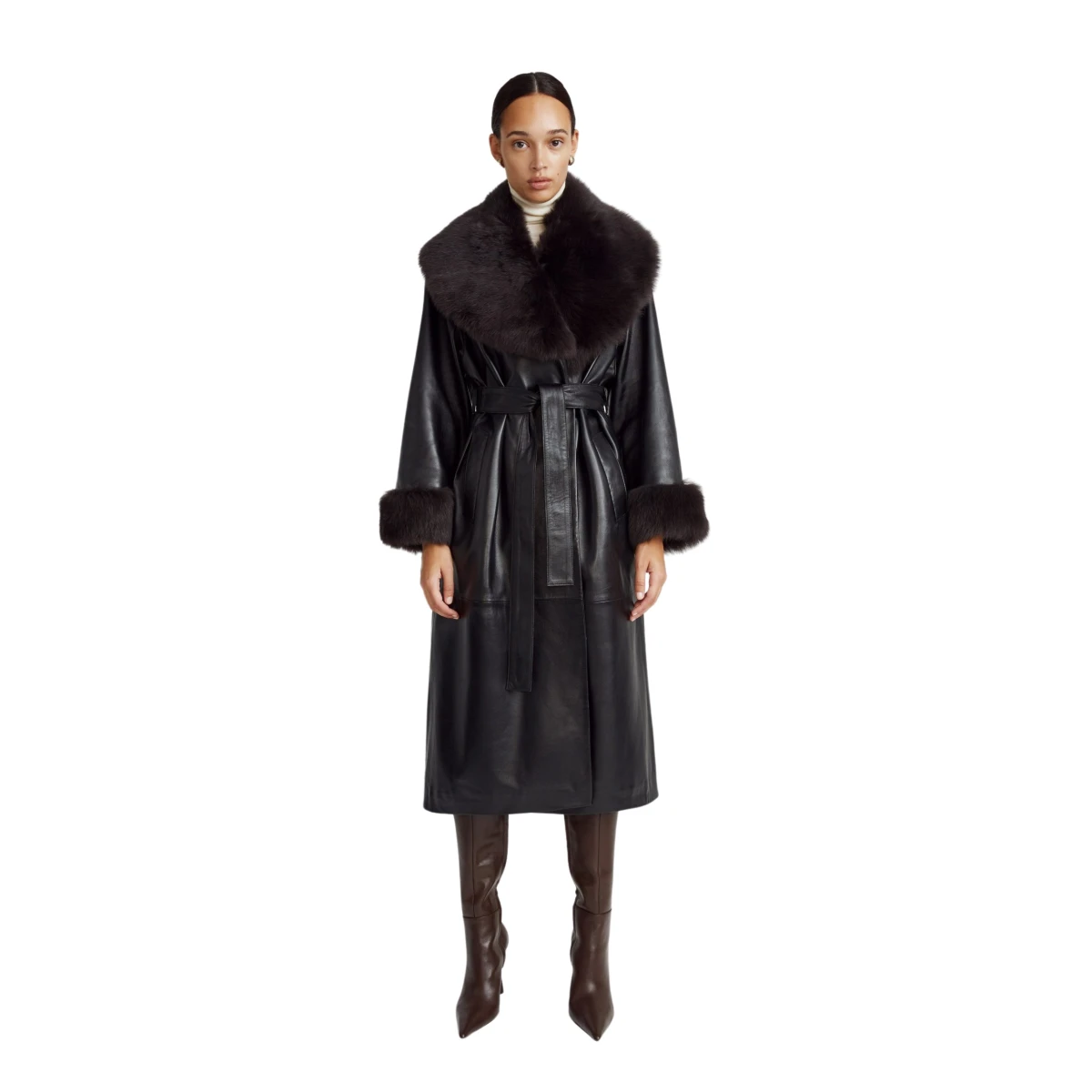 Nour Hammour Luxurious Leather Trench Coat 2 1 scaled17278 nobg