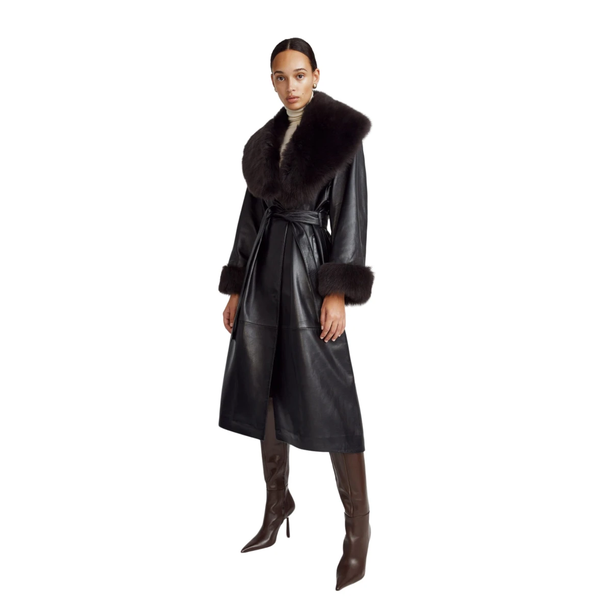 Nour Hammour Luxurious Leather Trench Coat 4 1 scaled85593 nobg