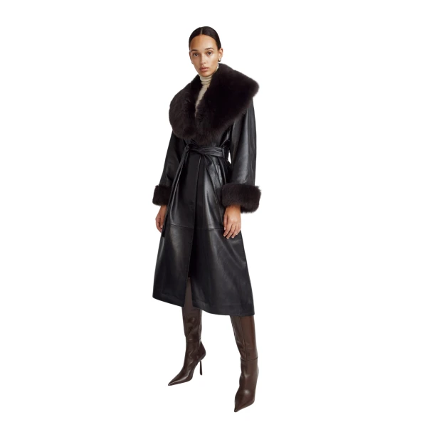 Nour Hammour Luxurious Leather Trench Coat 4 1 scaled85593 nobg