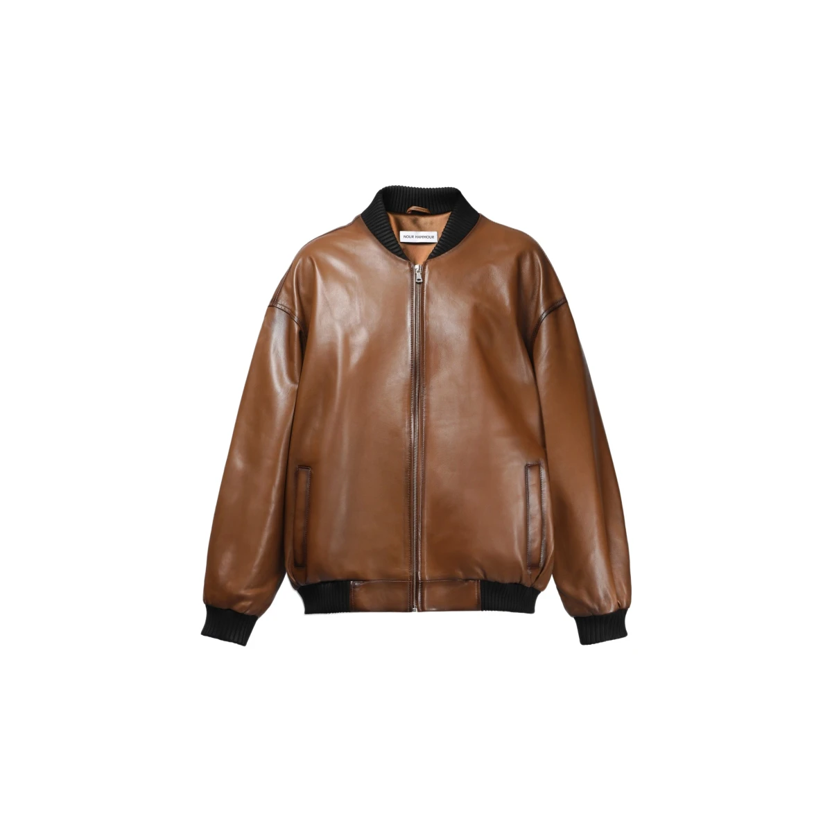 Nour Hammour Relaxed Leather Bomber Jacket scaled48941 nobg