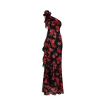 Rasario Asymmetric Printed Chiffon Maxi Dress