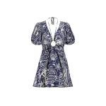 Shona Joy Amelie Linen Ruched Keyhole Mini Dress20836 nobg