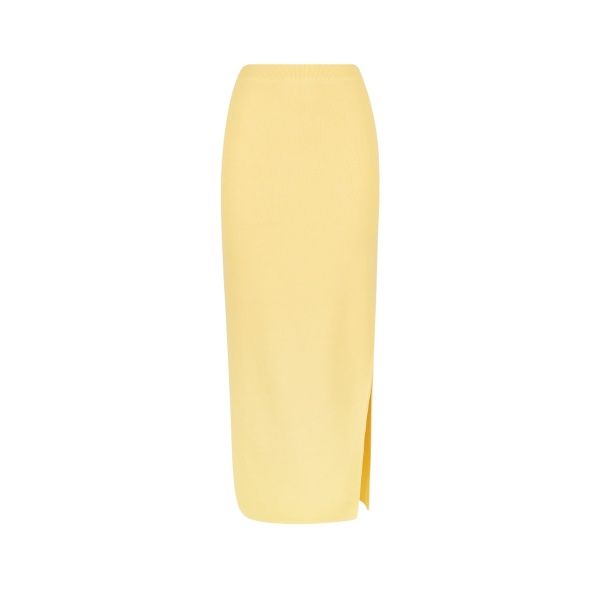 Shona Joy Basic Midi Skirt With Split Lemon15778 nobg