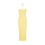 Shona Joy Eve Twist Front Halter Midi Dress Lemon50333 nobg