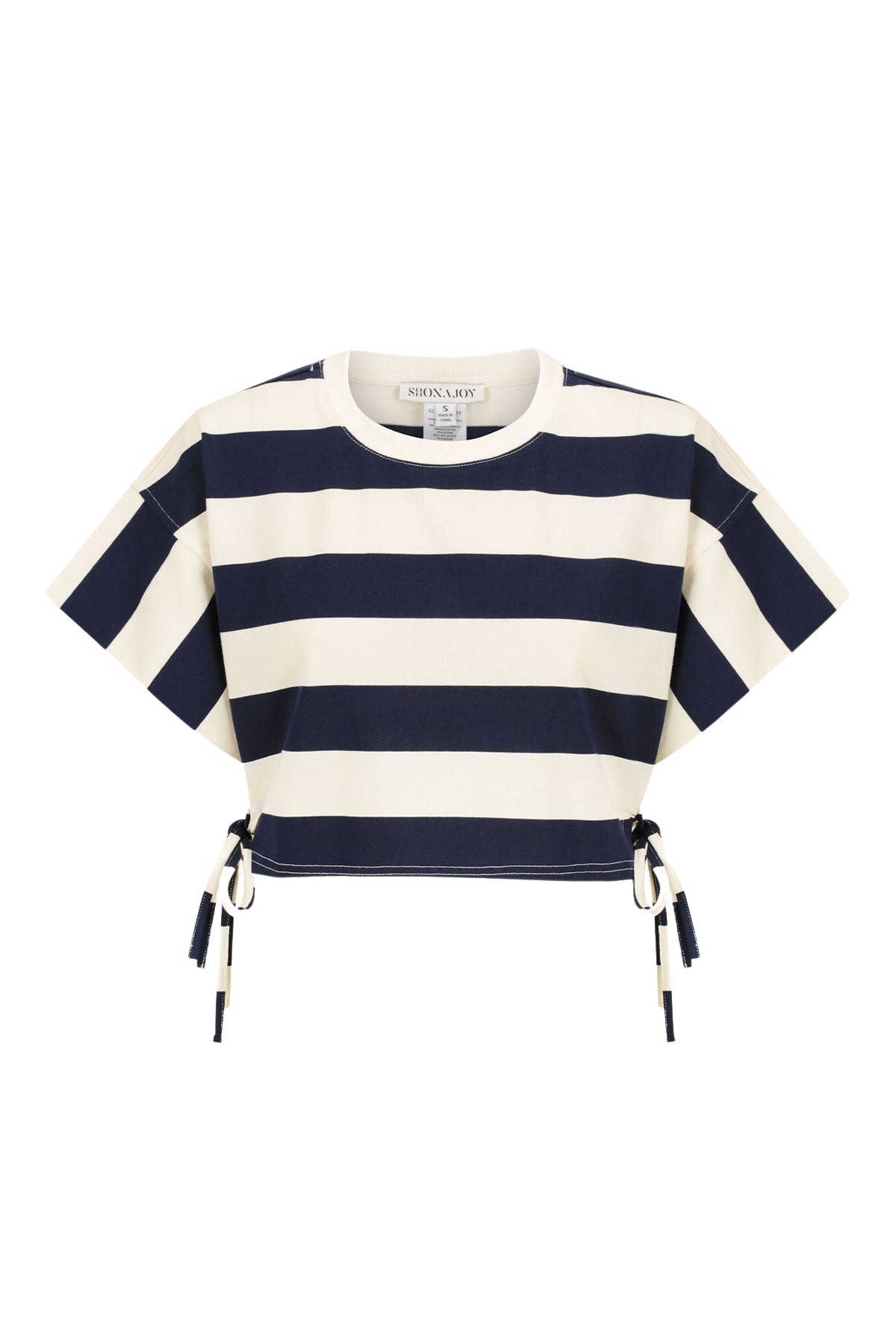 Shona Joy Gia Cropped Tee NavyCream84612 nobg