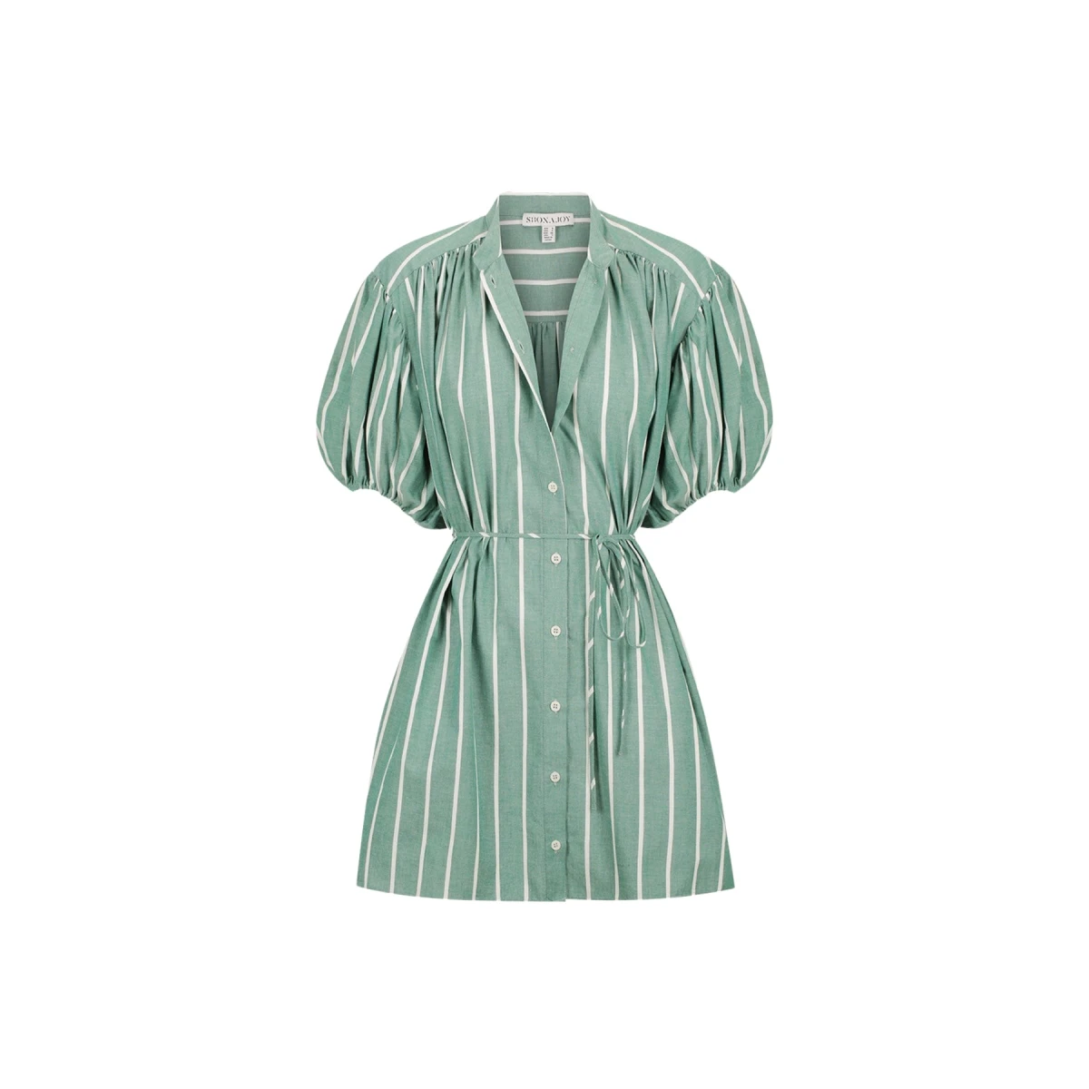 Shona Joy Kimberly Short Sleeve Mini Dress Antique Green Ivory44408 nobg