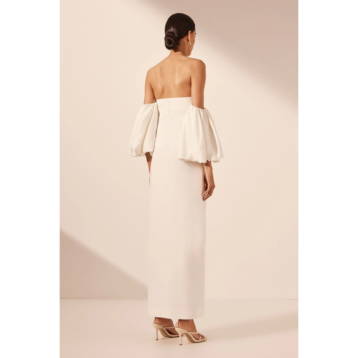 Shona Joy La Lune Otto Puff Sleeve Column Maxi Dress - Ivory