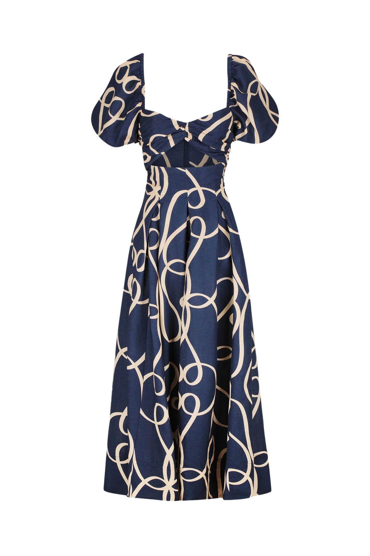 Shona Joy Vivaro Linen Short Sleeve Cut Out Midi Dress20053 nobg