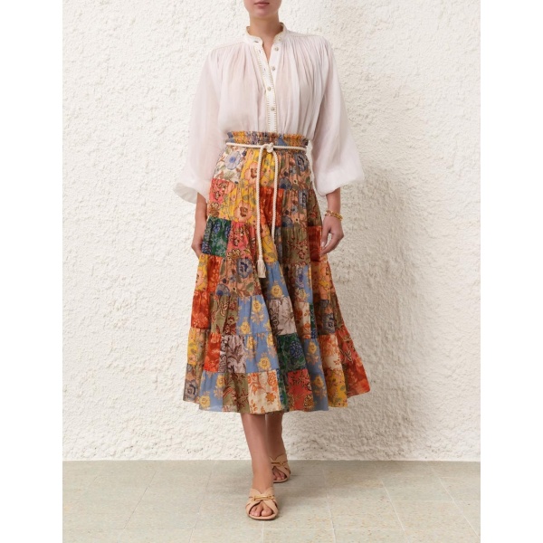 Zimmermann Junie Tiered Midi Skirt