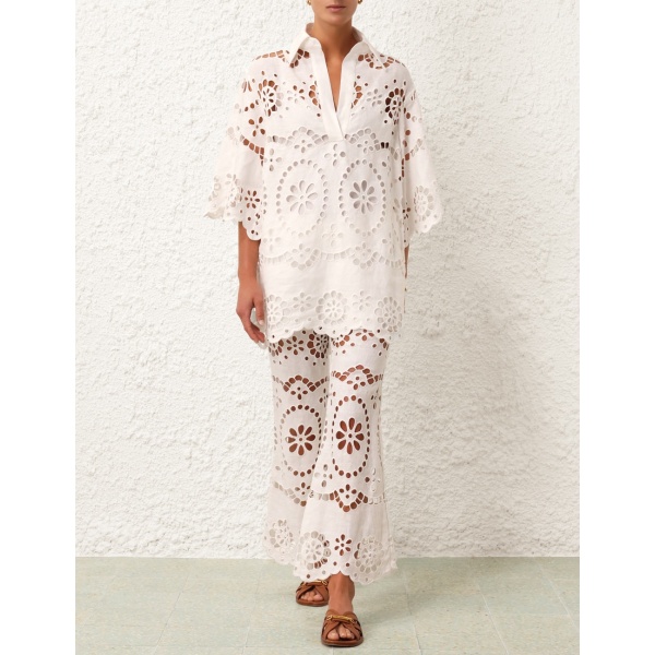 Zimmermann Lexi Embroidered Flare Pant