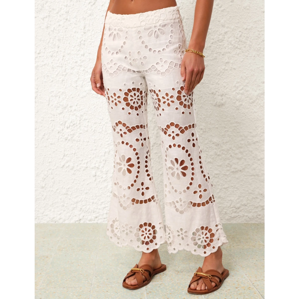 Zimmermann Lexi Embroidered Flare Pant