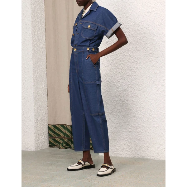 Zimmermann Matchmaker Denim Boiler Suit Jumpsuit