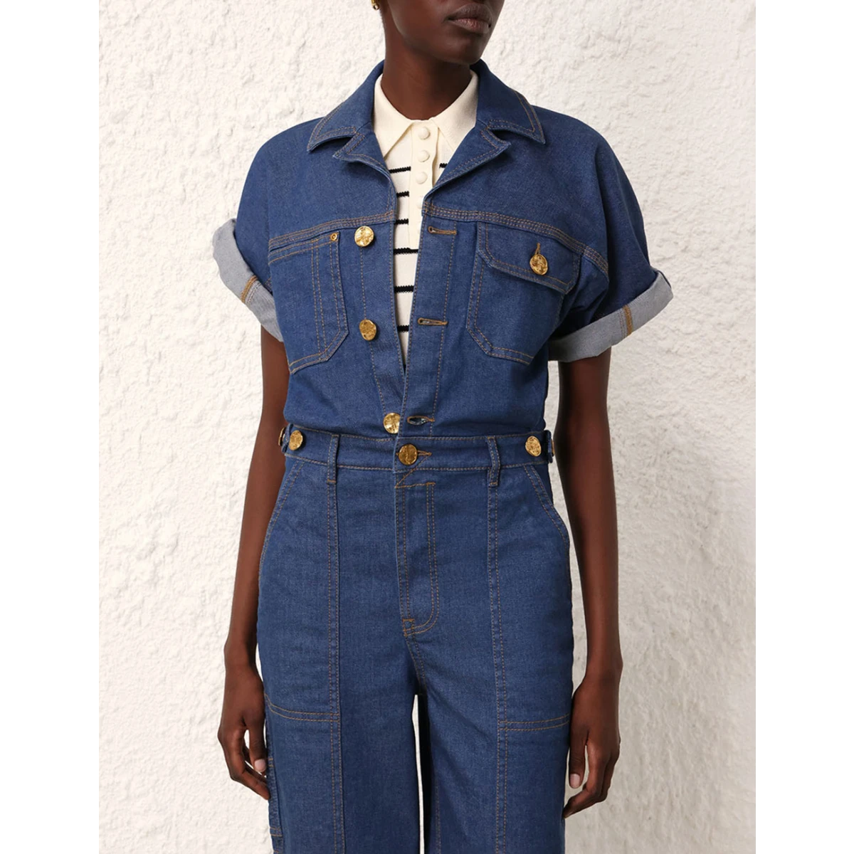 Zimmermann Matchmaker Denim Boiler Suit Jumpsuit