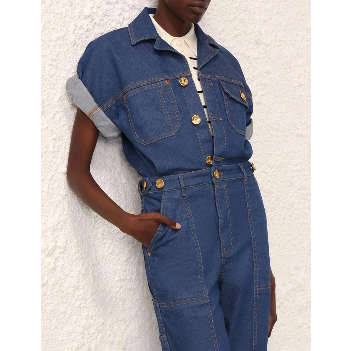 Zimmermann Matchmaker Denim Boiler Suit Jumpsuit