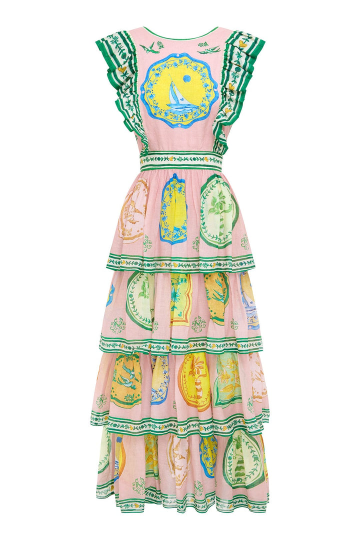 Alemais Porcelain Frill Midi Dress