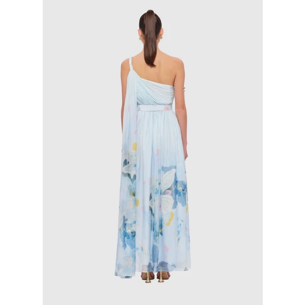 Adriana One Shoulder Maxi Dress - Tranquility Print