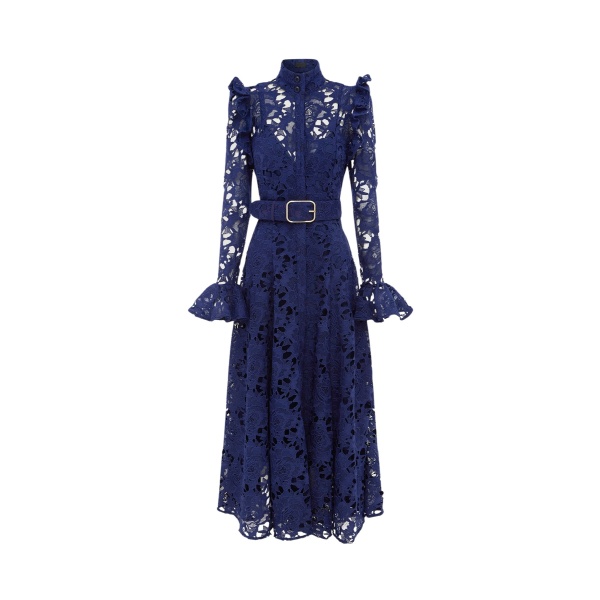 Leo Lin Aliyah Lace Butterfly Sleeve Midi Dress Oxford Blue74074 nobg