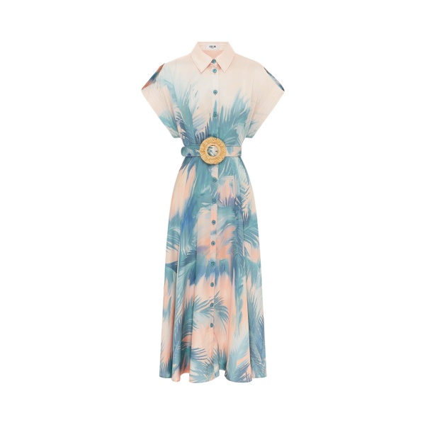 Leo Lin Anita Pocket Shirt Midi Dress Dreamscape Print72976 nobg