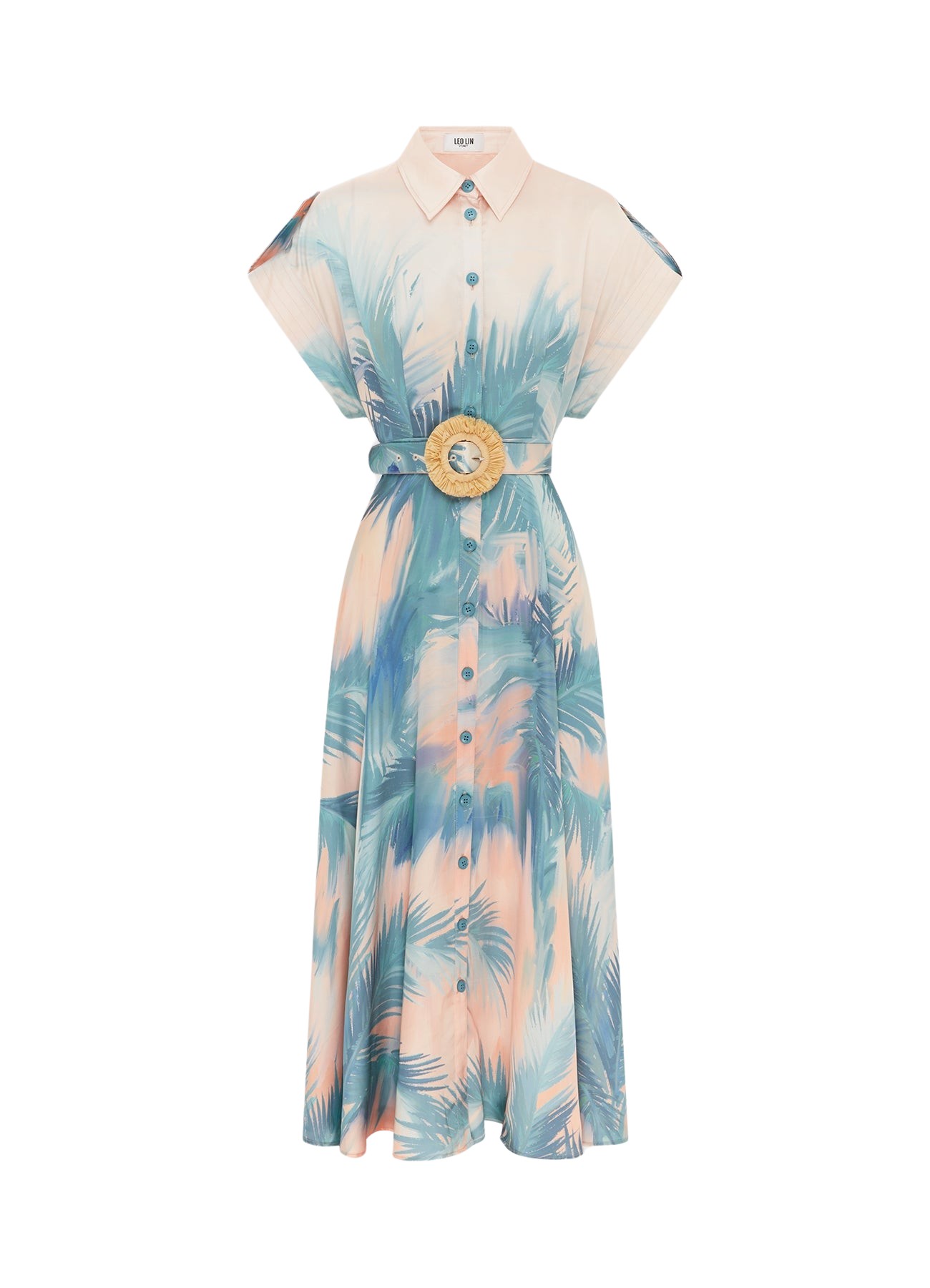 Leo Lin Anita Pocket Shirt Midi Dress Dreamscape Print72976 nobg